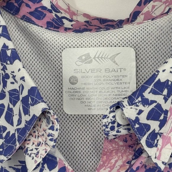 Silver Bait Women's Performance UPF 50 Button Down Fishing Shirt Top Size XL - Picture 7 of 12